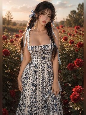 NWT Farmers Market Stroll blooming cottagecore floral smocked maxi dress